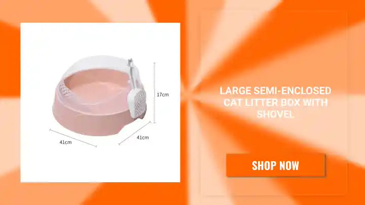 Large Semi-Enclosed Cat Litter Box with Shovel by@Outfy
