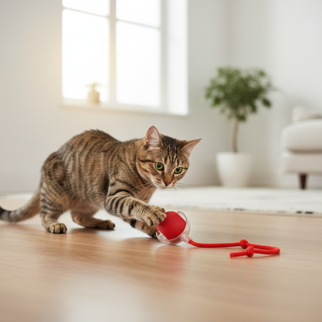 PurrPlay Cat Toy Ball - Lifestyle with Reference